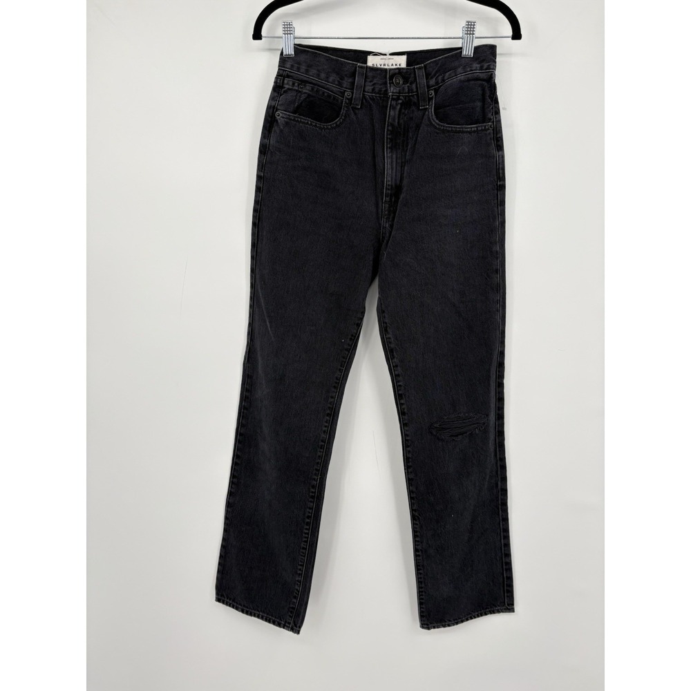 SLVR LAKE London Denim Jeans Black Distressed Straight Leg Women's Size 26
